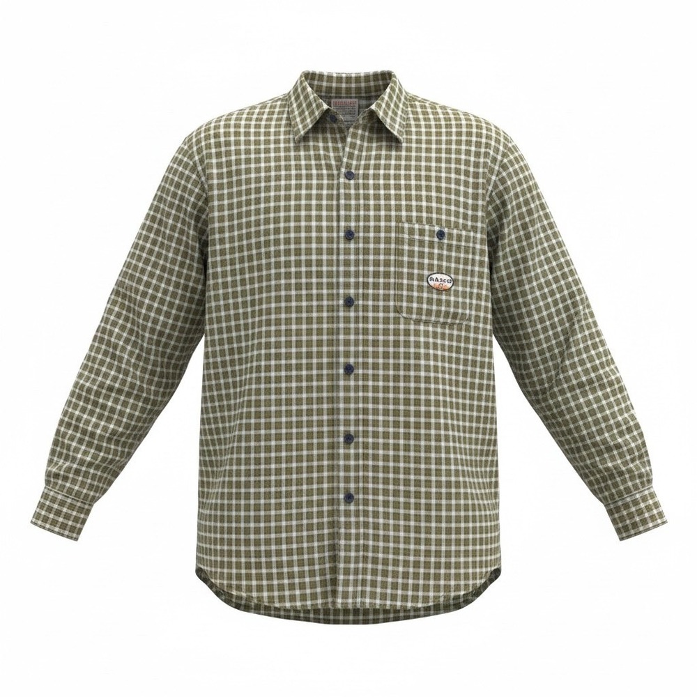 Rasco FR Mens 4XL Long Green Plaid Flame Resistant Work Shirt NFPA 2112 PLG755